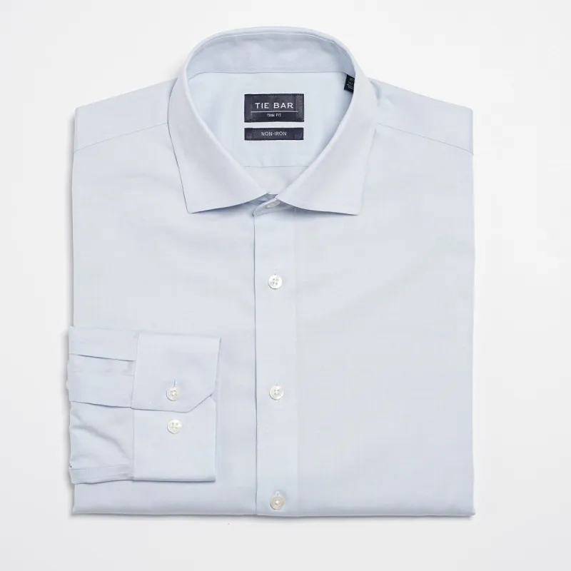 Pinpoint Solid Light Blue Non-Iron Dress Shirt sold by The Tie Bar