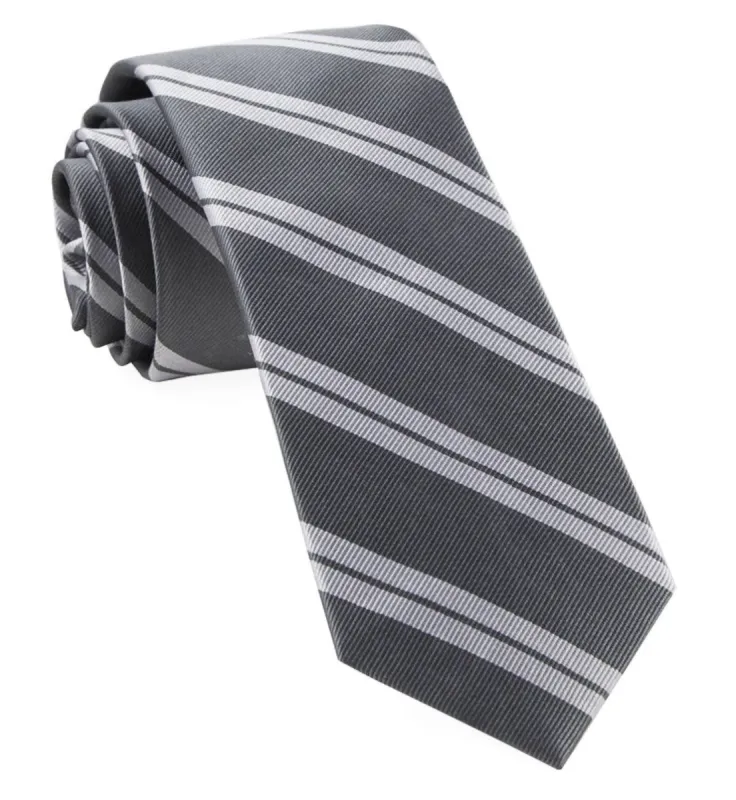 Center Field Stripe Grey Tie sold by The Tie Bar