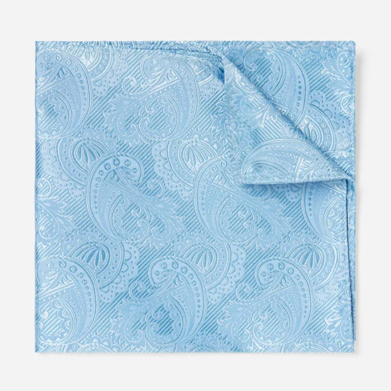 Twill Paisley Steel Blue Pocket Square sold by The Tie Bar