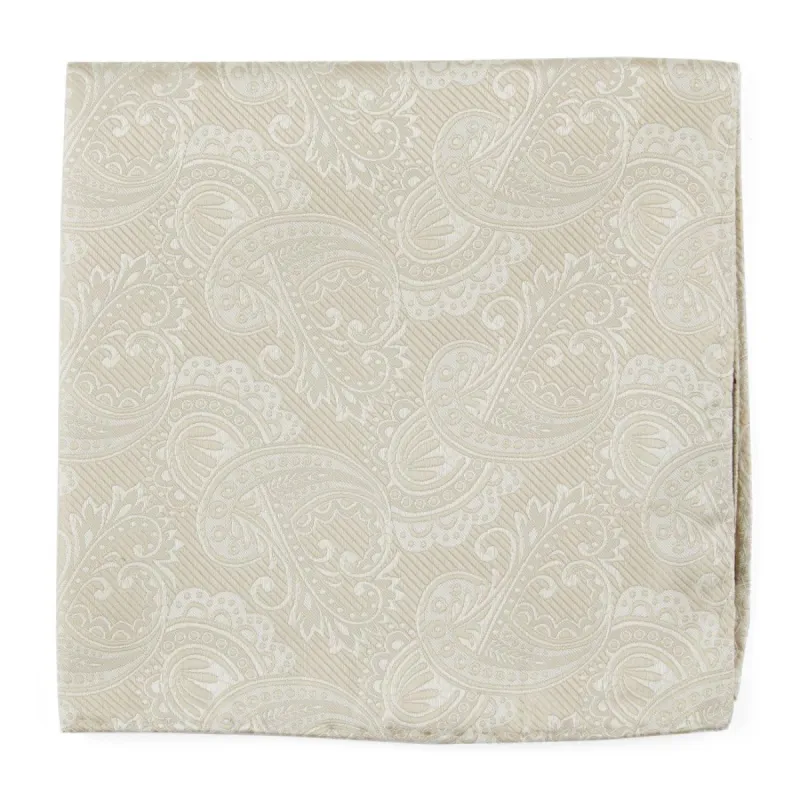 Twill Paisley Light Champagne Pocket Square sold by The Tie Bar