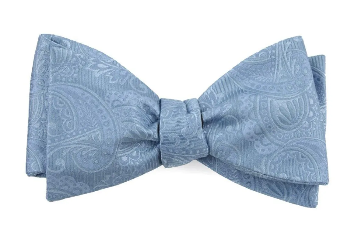 Twill Paisley Steel Blue Bow Tie sold by The Tie Bar