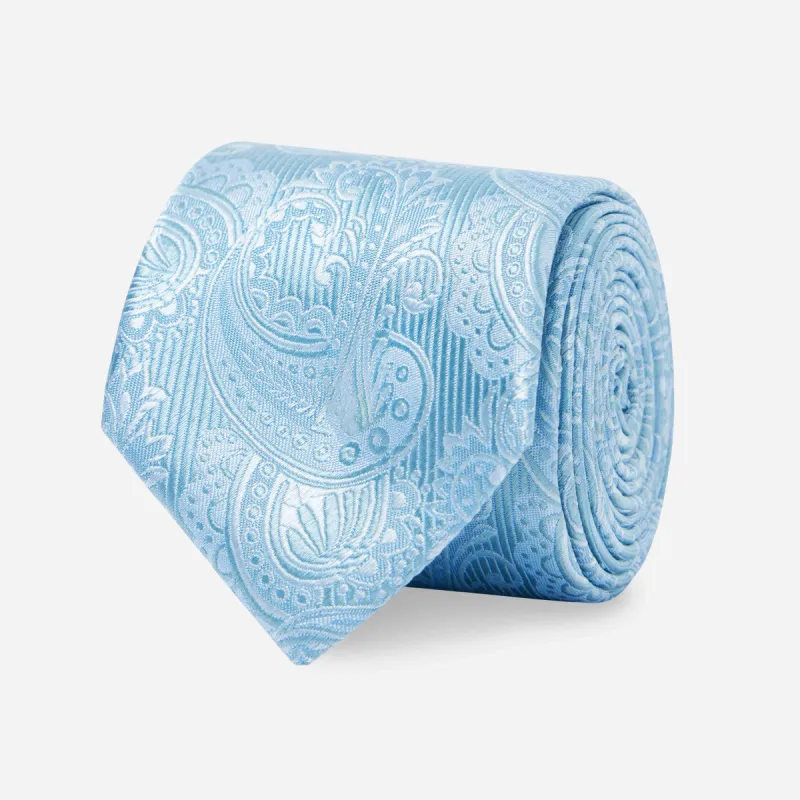 Twill Paisley Steel Blue Tie sold by The Tie Bar