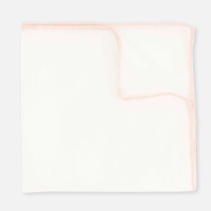 Bhldn White Linen With Rolled Border Blush Pocket Square sold by The Tie Bar