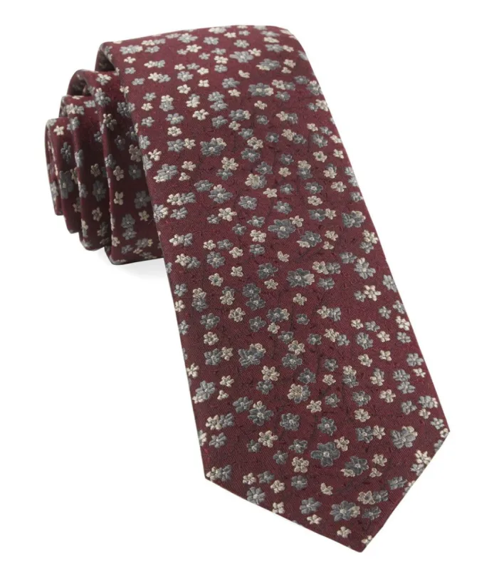 Free Fall Floral Burgundy Tie sold by The Tie Bar