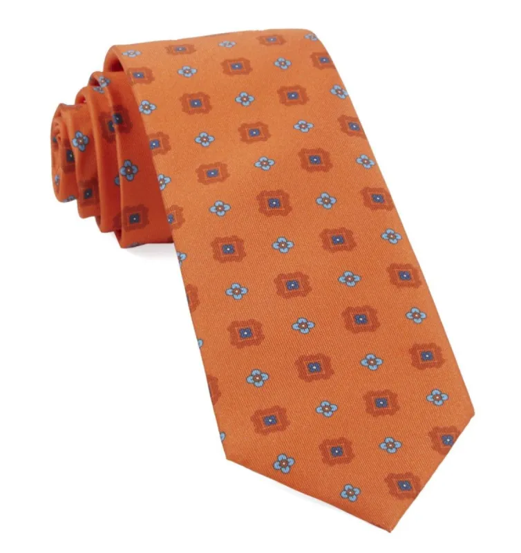 Wildflower Medallion Tangerine Tie sold by The Tie Bar