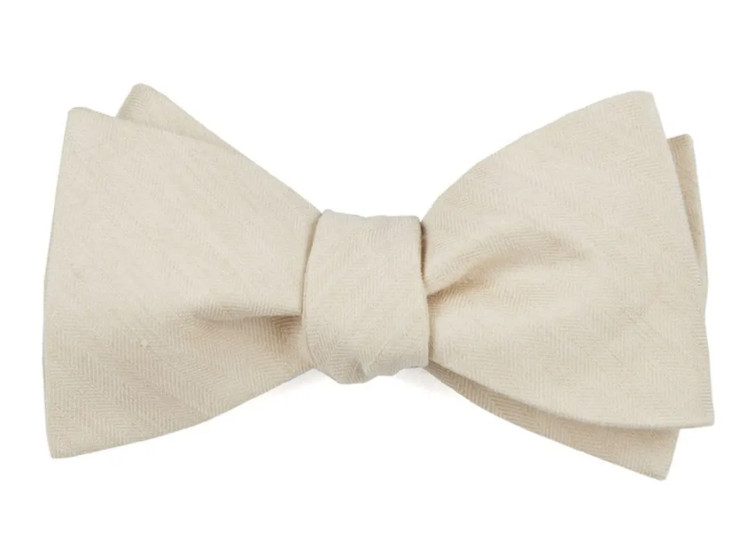 Linen Row Light Champagne Bow Tie sold by The Tie Bar