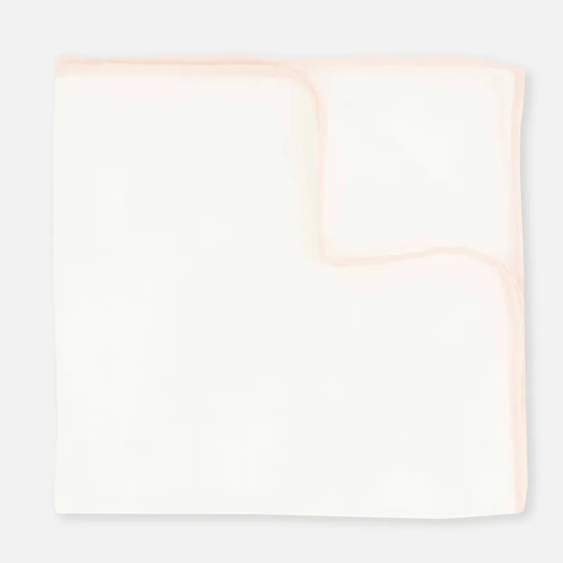 White Linen With Rolled Border Blush Pink Pocket Square sold by The Tie Bar