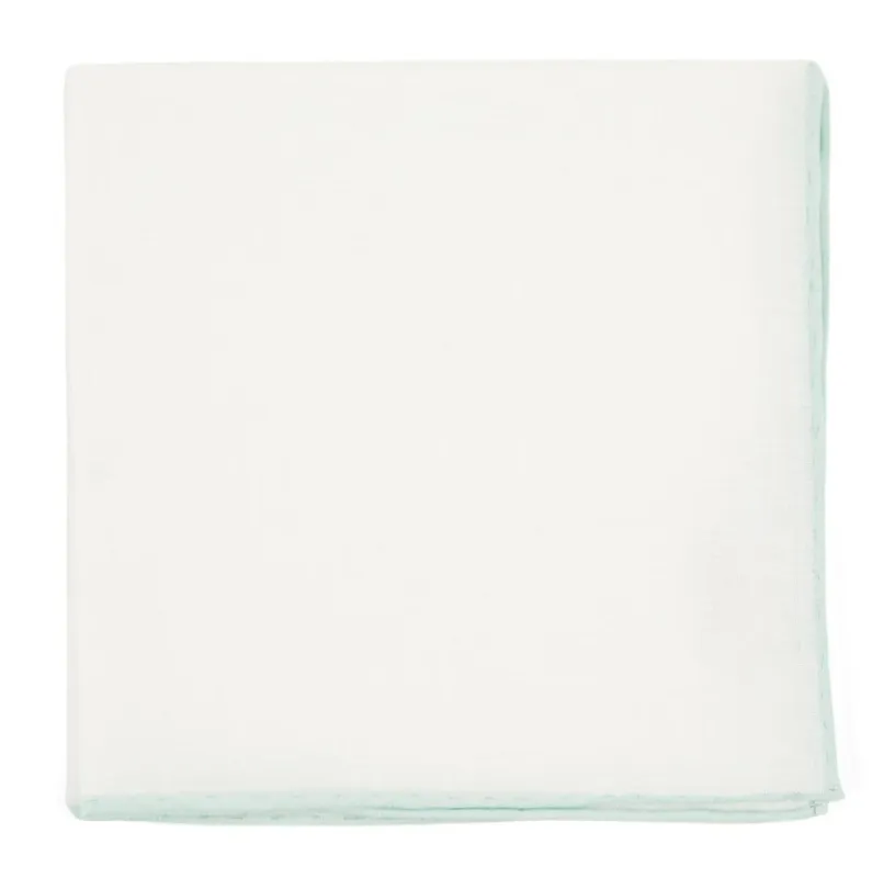 White Linen With Rolled Border Spearmint Pocket Square sold by The Tie Bar