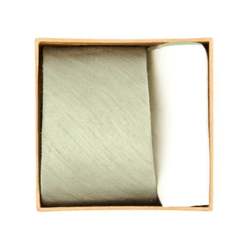 Linen Row Tie Box Sage Green Gift Set sold by The Tie Bar