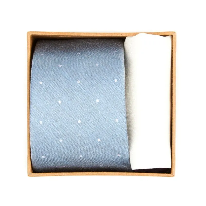 Bulletin Dot Tie Box Slate Blue Gift Set sold by The Tie Bar