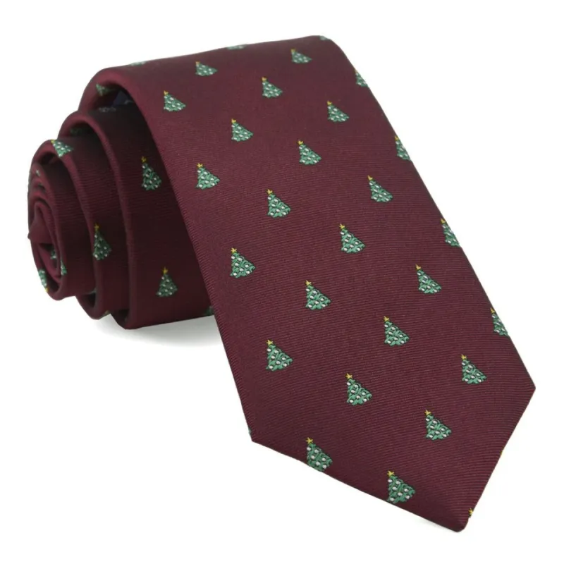 O Christmas Tree Burgundy Tie sold by The Tie Bar