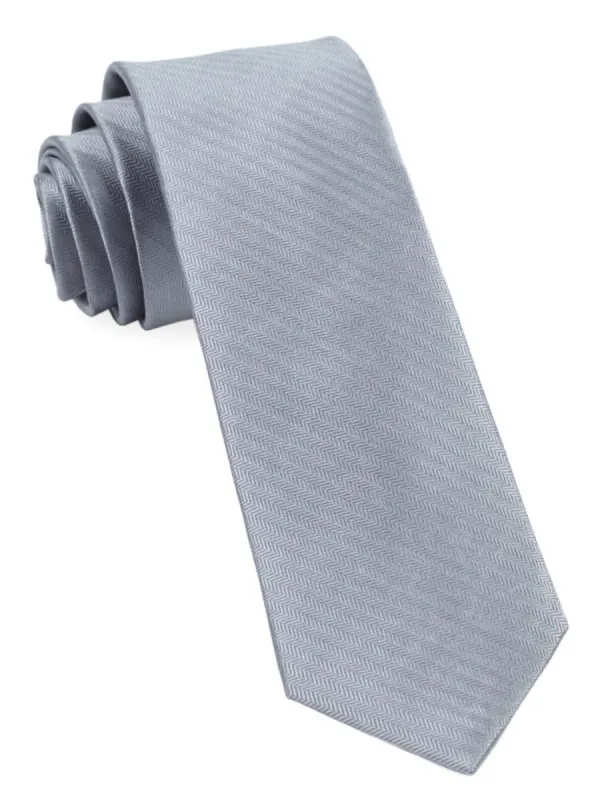 Sound Wave Herringbone Silver Tie sold by The Tie Bar