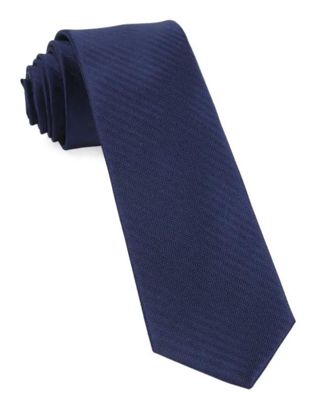 Sound Wave Herringbone Navy Tie sold by The Tie Bar