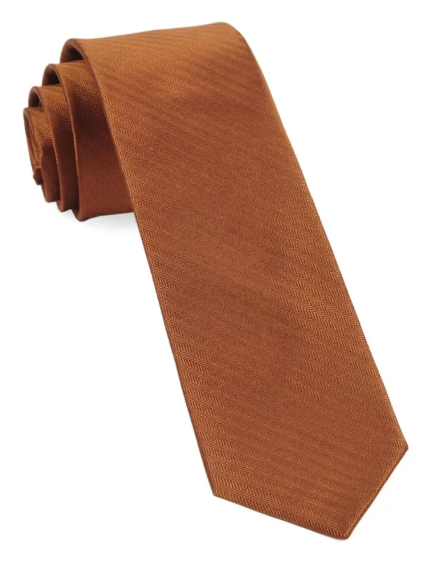 Sound Wave Herringbone Burnt Orange Tie sold by The Tie Bar