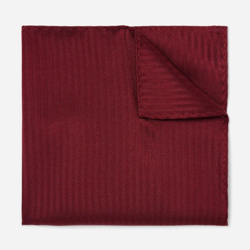 Sound Wave Herringbone Burgundy Pocket Square sold by The Tie Bar