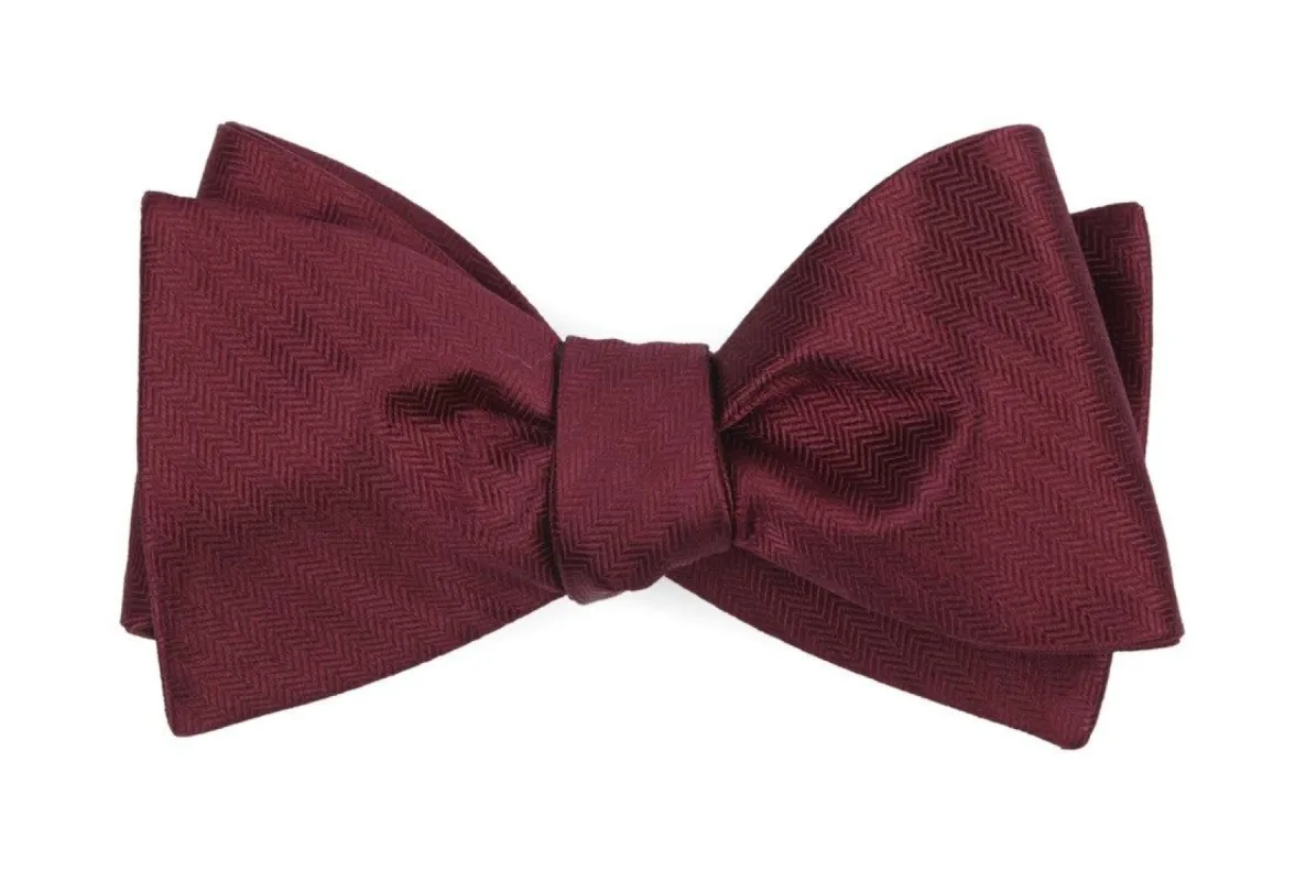 Sound Wave Herringbone Burgundy Bow Tie sold by The Tie Bar
