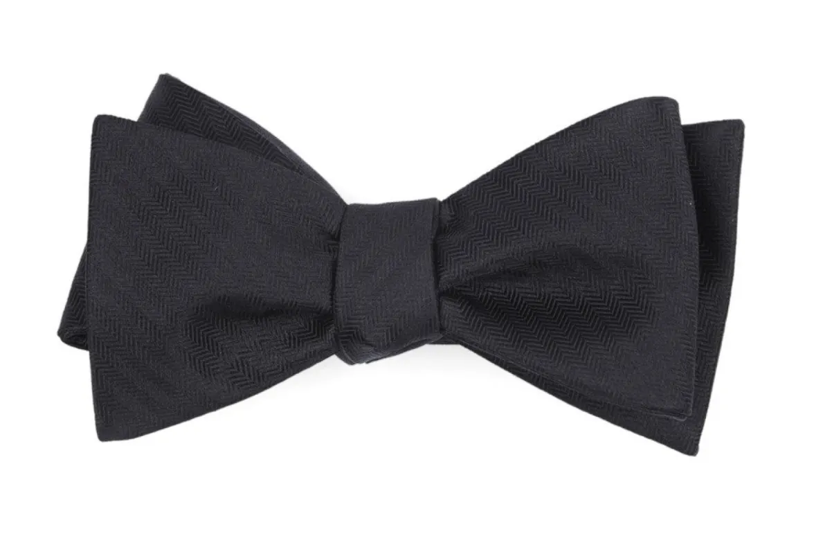 Sound Wave Herringbone Black Bow Tie sold by The Tie Bar