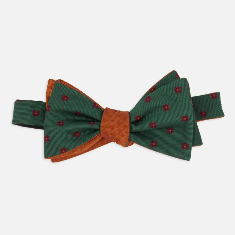 Floral Wave Herringbone Hunter Green Bow Tie sold by The Tie Bar