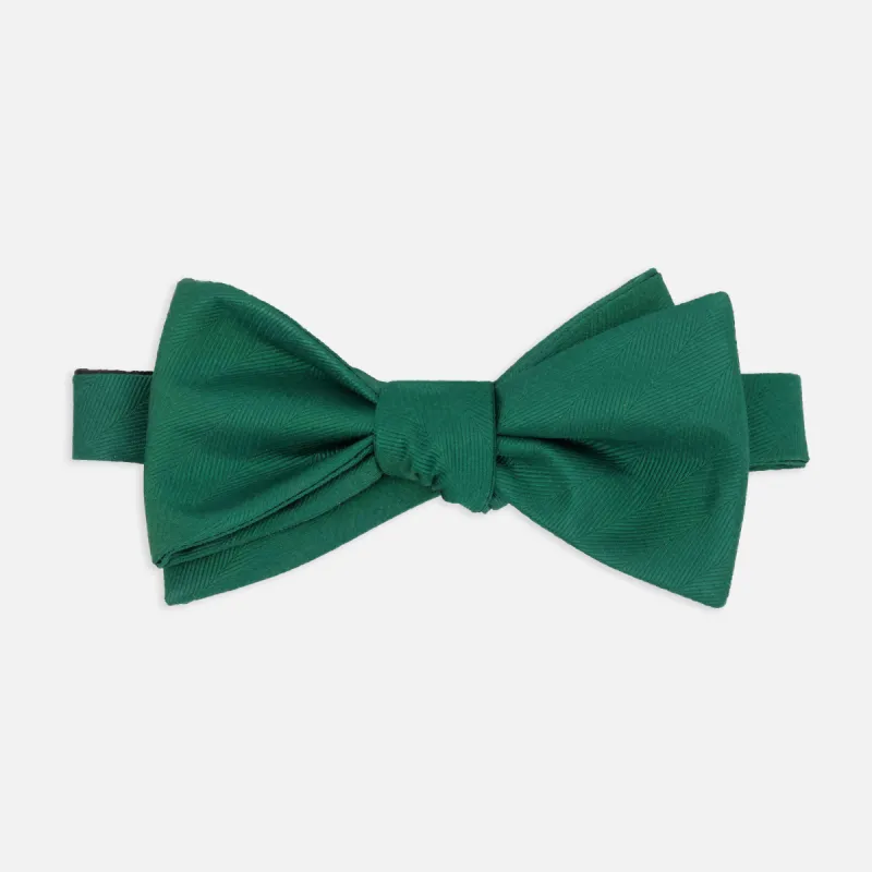 Herringbone Vow Hunter Green Bow Tie sold by The Tie Bar