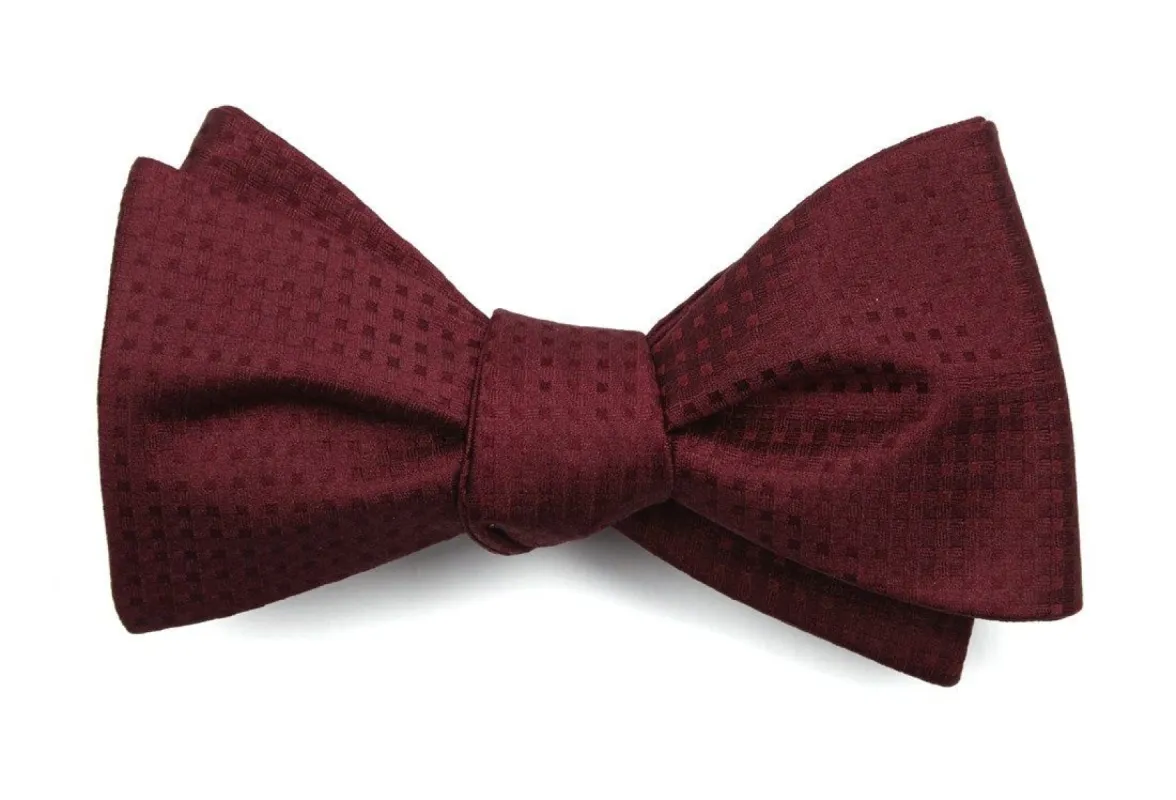 Check Mates Burgundy Bow Tie sold by The Tie Bar
