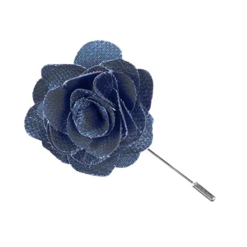 Festival Textured Solid Slate Blue Lapel Flower sold by The Tie Bar