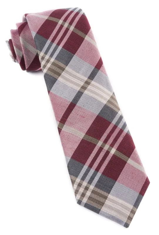 Crystal Wave Plaid Burgundy Tie sold by The Tie Bar