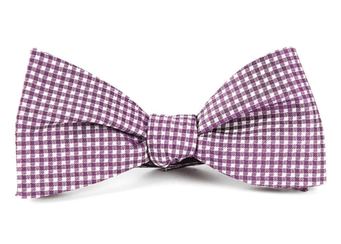 Bahama Checks Plum Bow Tie sold by The Tie Bar
