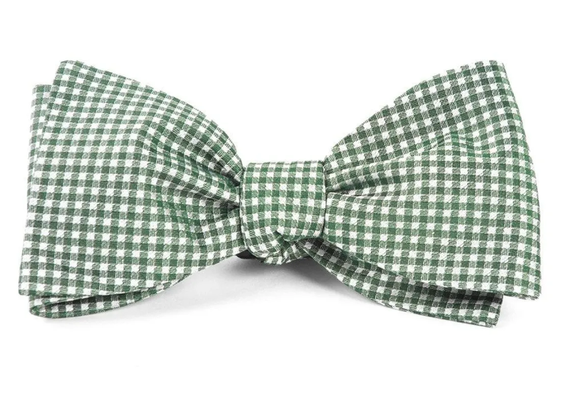 Bahama Checks Hunter Green Bow Tie sold by The Tie Bar