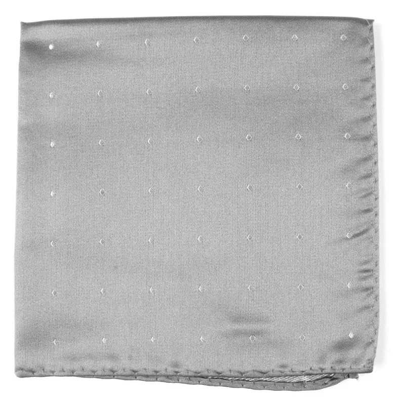 Satin Dot Silver Pocket Square sold by The Tie Bar
