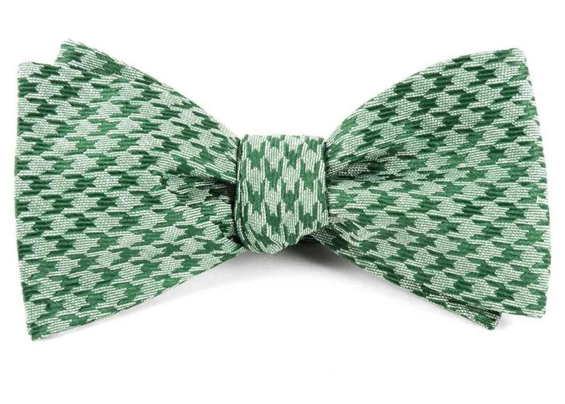 White Wash Houndstooth Moss Green Bow Tie sold by The Tie Bar