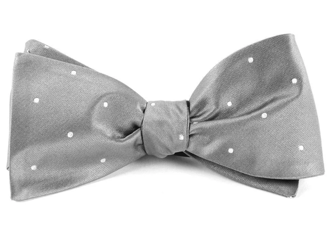 Satin Dot Silver Bow Tie sold by The Tie Bar