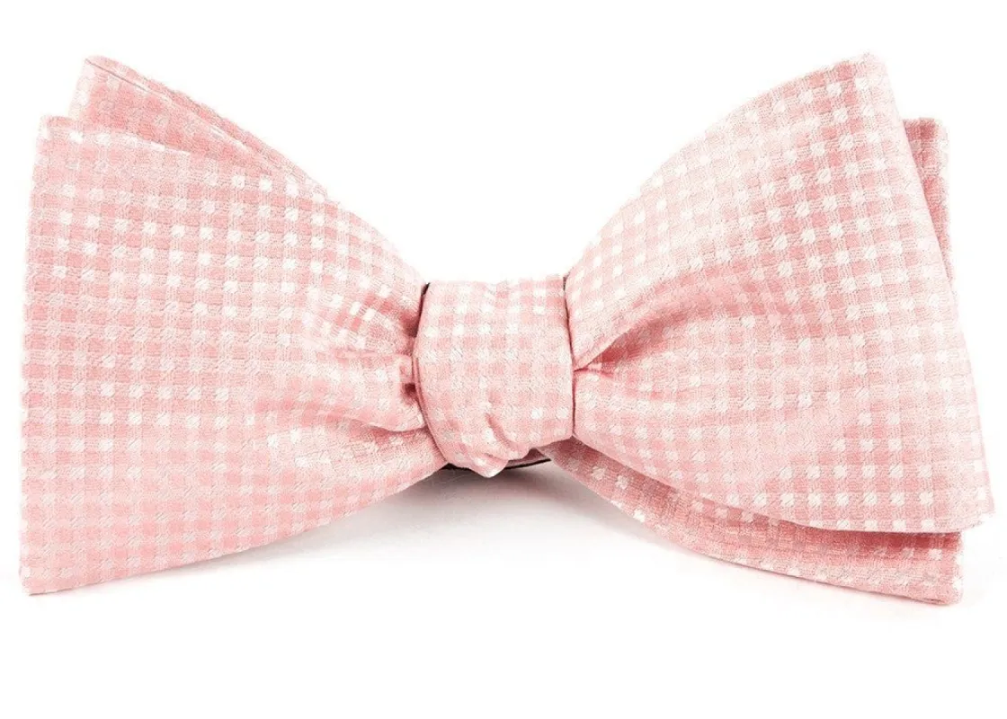Be Married Checks Blush Pink Bow Tie sold by The Tie Bar
