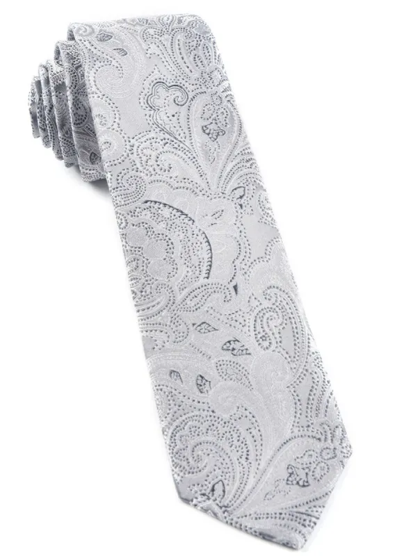 Designer Paisley Silver Tie sold by The Tie Bar