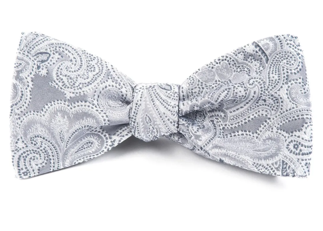 Designer Paisley Silver Bow Tie sold by The Tie Bar