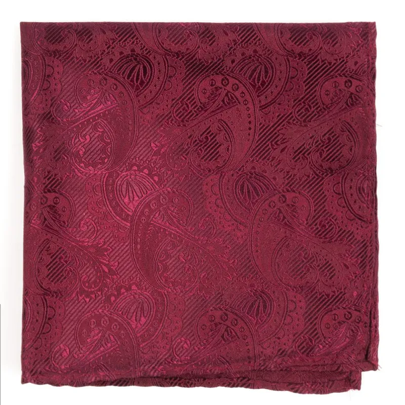 Twill Paisley Burgundy Pocket Square sold by The Tie Bar