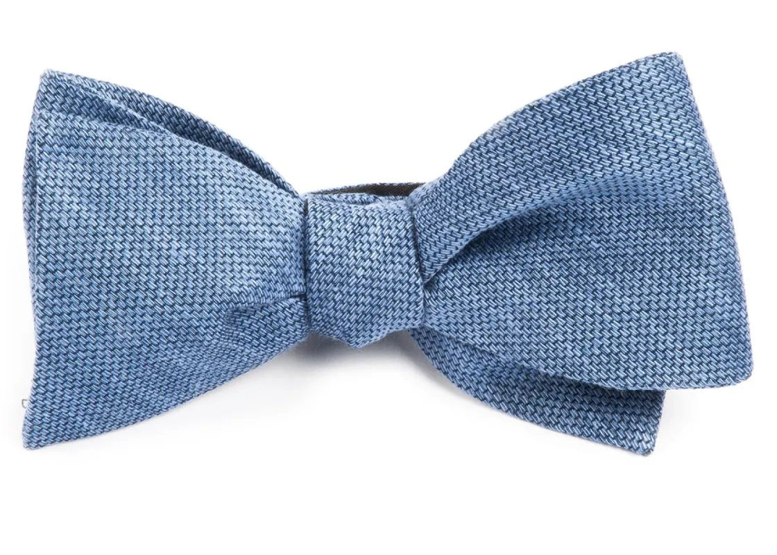 Festival Textured Solid Slate Blue Bow Tie sold by The Tie Bar