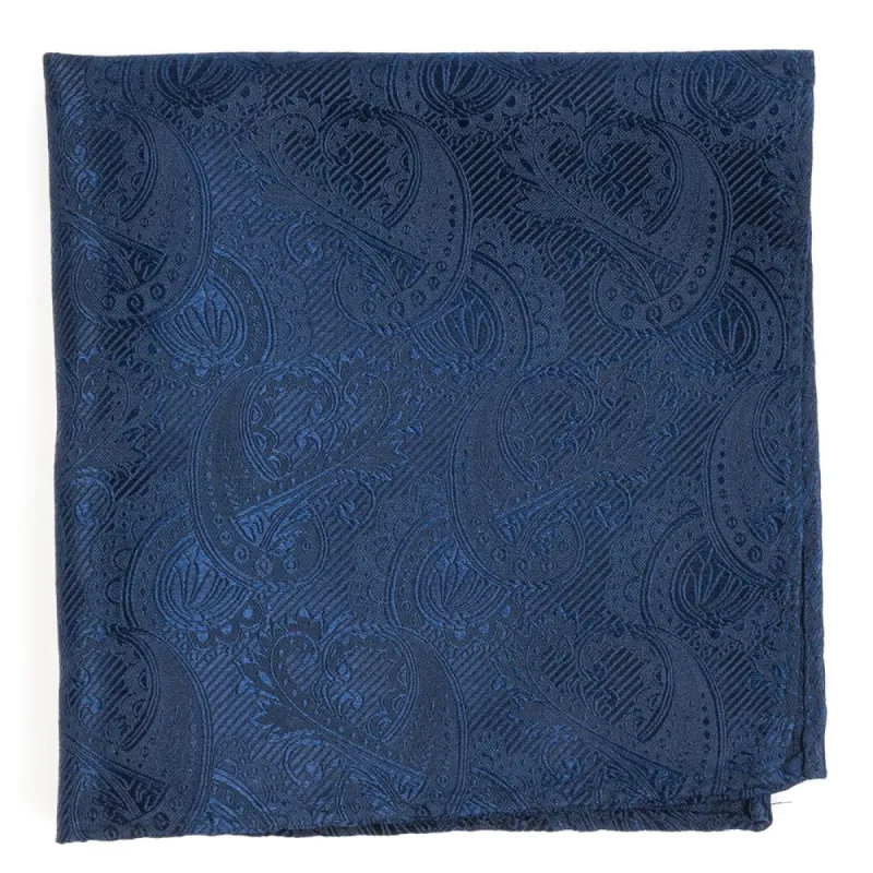 Twill Paisley Navy Pocket Square sold by The Tie Bar