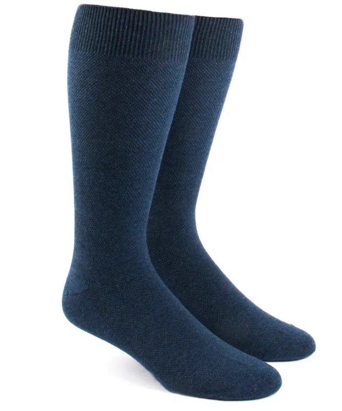 Solid Texture Navy Dress Socks sold by The Tie Bar