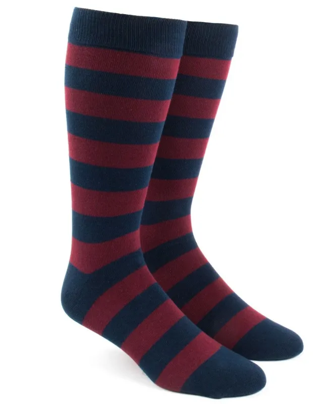Super Stripe Burgundy Dress Socks sold by The Tie Bar