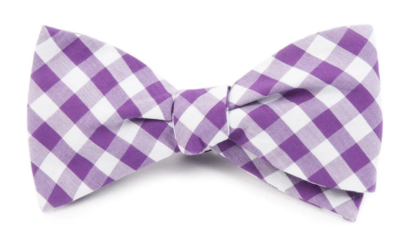 Classic Gingham Purple Bow Tie sold by The Tie Bar