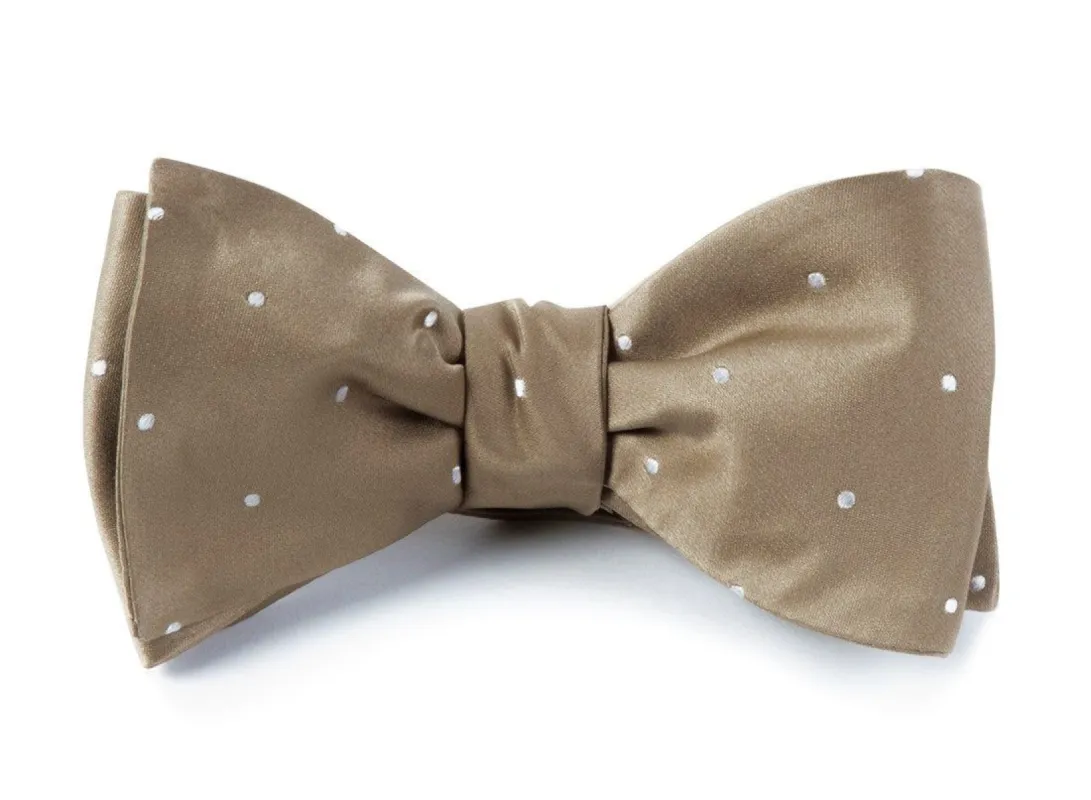 Satin Dot Champagne Bow Tie sold by The Tie Bar