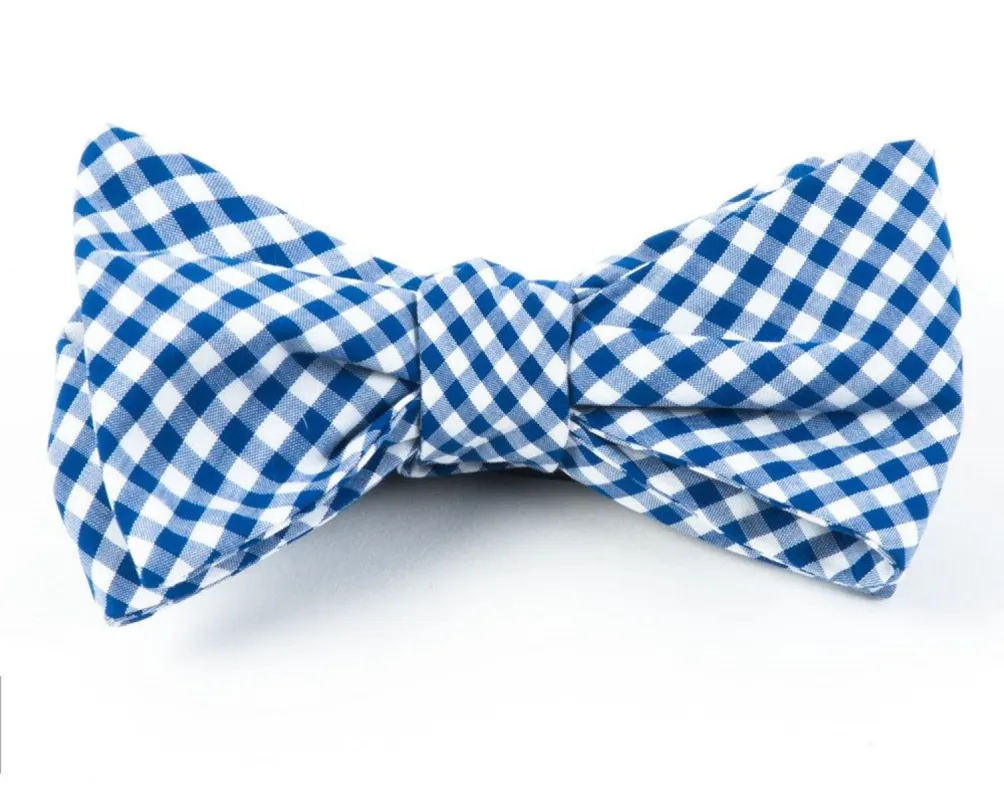 Novel Gingham Royal Blue Bow Tie sold by The Tie Bar