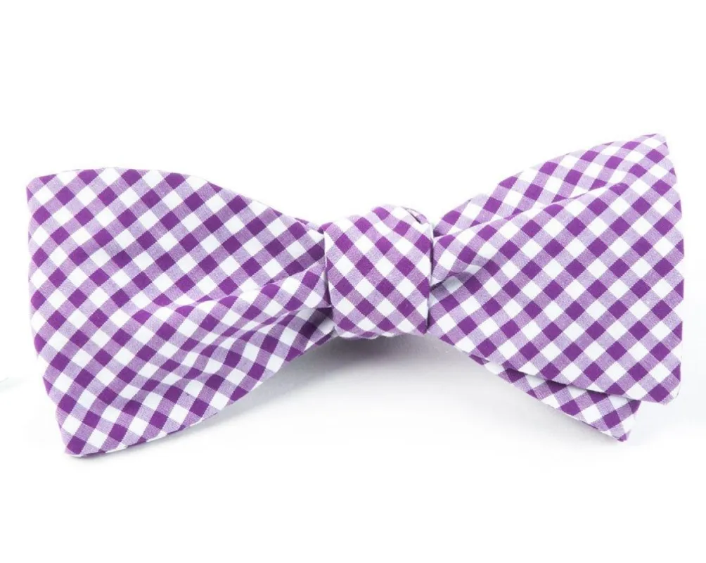 Novel Gingham Plum Bow Tie sold by The Tie Bar