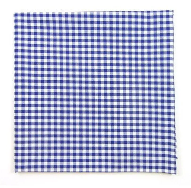 Novel Gingham Royal Blue Pocket Square sold by The Tie Bar