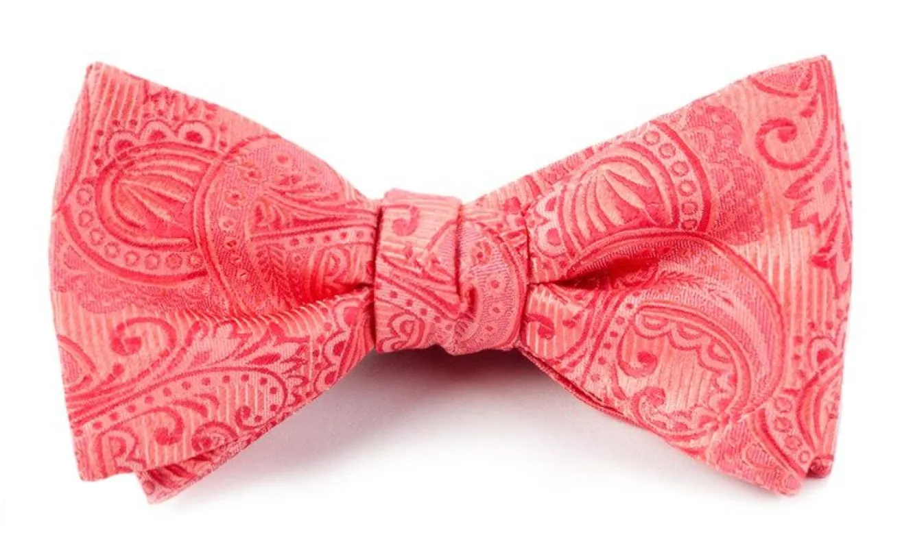 Twill Paisley Coral Bow Tie sold by The Tie Bar