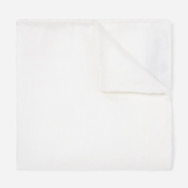 Solid Linen White Pocket Square sold by The Tie Bar
