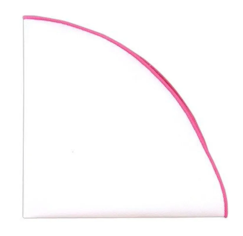 White Cotton Round With Border Fuchsia Pocket Square sold by The Tie Bar
