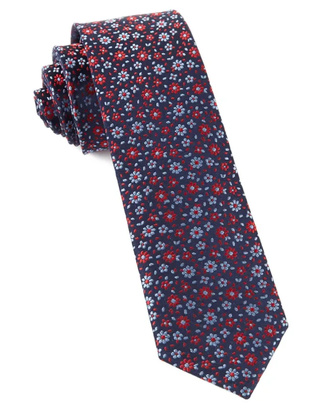 Milligan Flowers Navy Tie sold by The Tie Bar