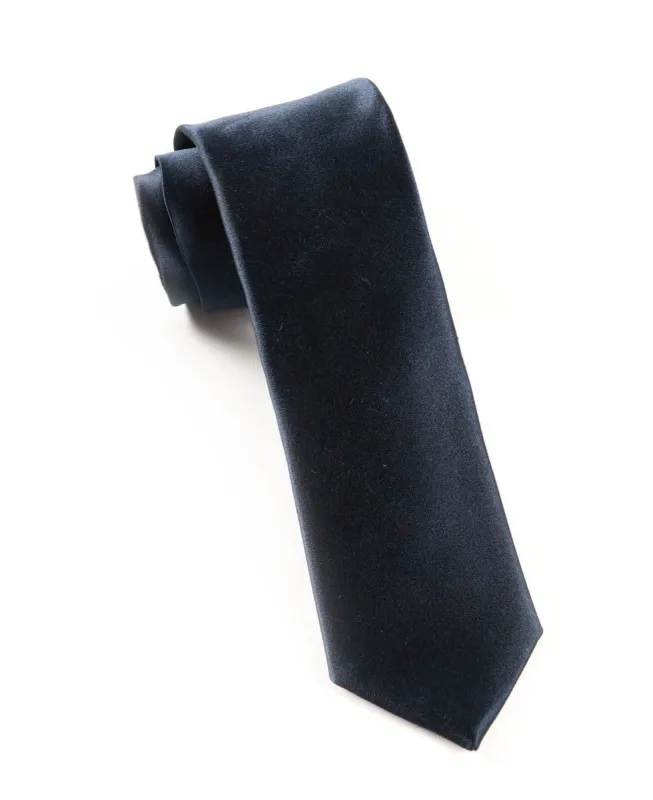 Solid Satin Midnight Navy Tie sold by The Tie Bar