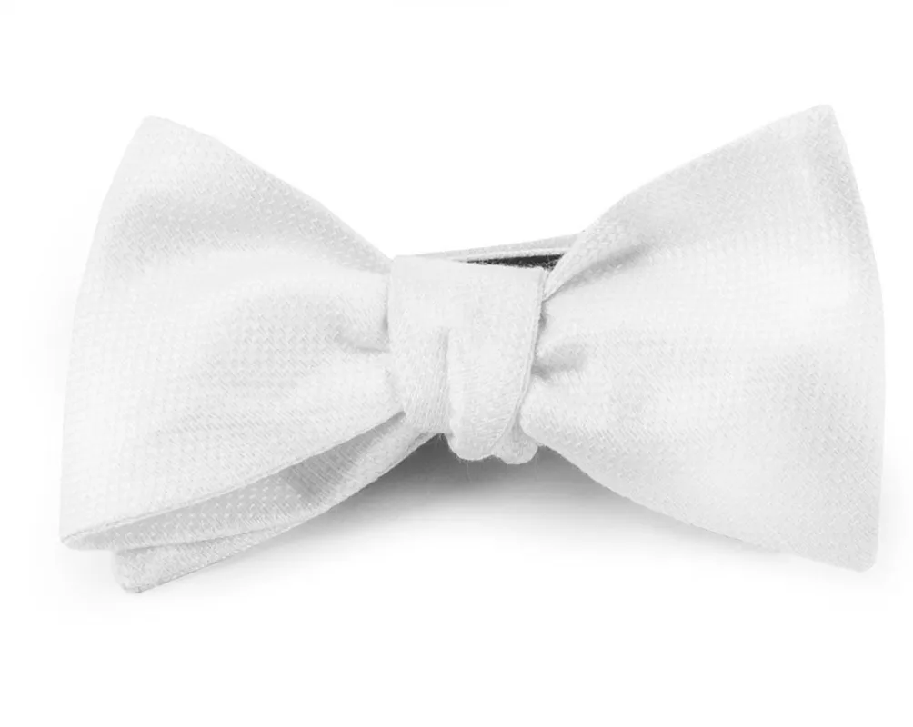 Solid Linen White Bow Tie sold by The Tie Bar
